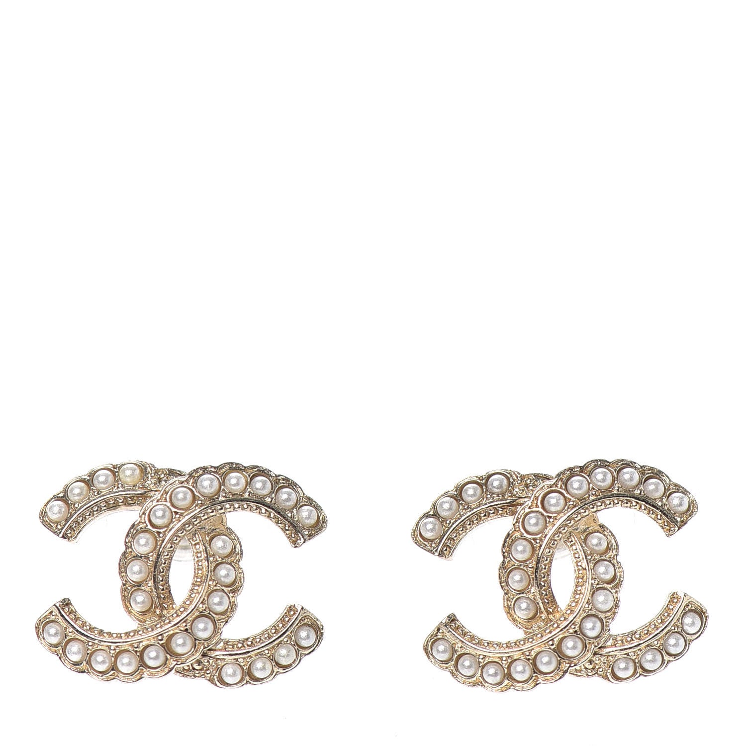 Chanel Pearl Queen of France CC Earrings Gold 1 of 4
