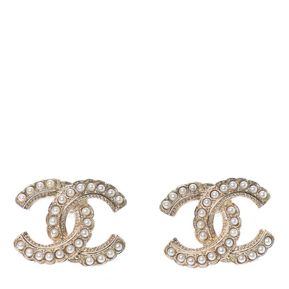 Chanel Pearl Queen of France CC Earrings Gold 1 of 4