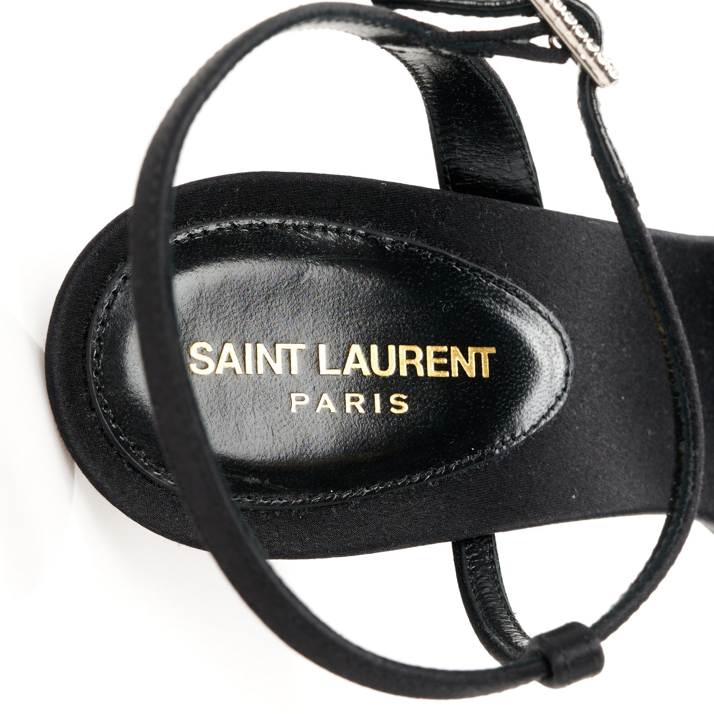 Crepe Satin Melody 105 Ankle Strap Sandals 37 Black
