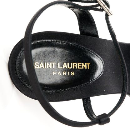 Saint Laurent Crepe Satin Melody 105 Ankle Strap Sandals 37 Black 7 of 9