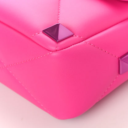 Valentino Garavani Nappa Lacquer Monochrome Medium Roman Stud Shoulder Bag Pink PP 8 of 8