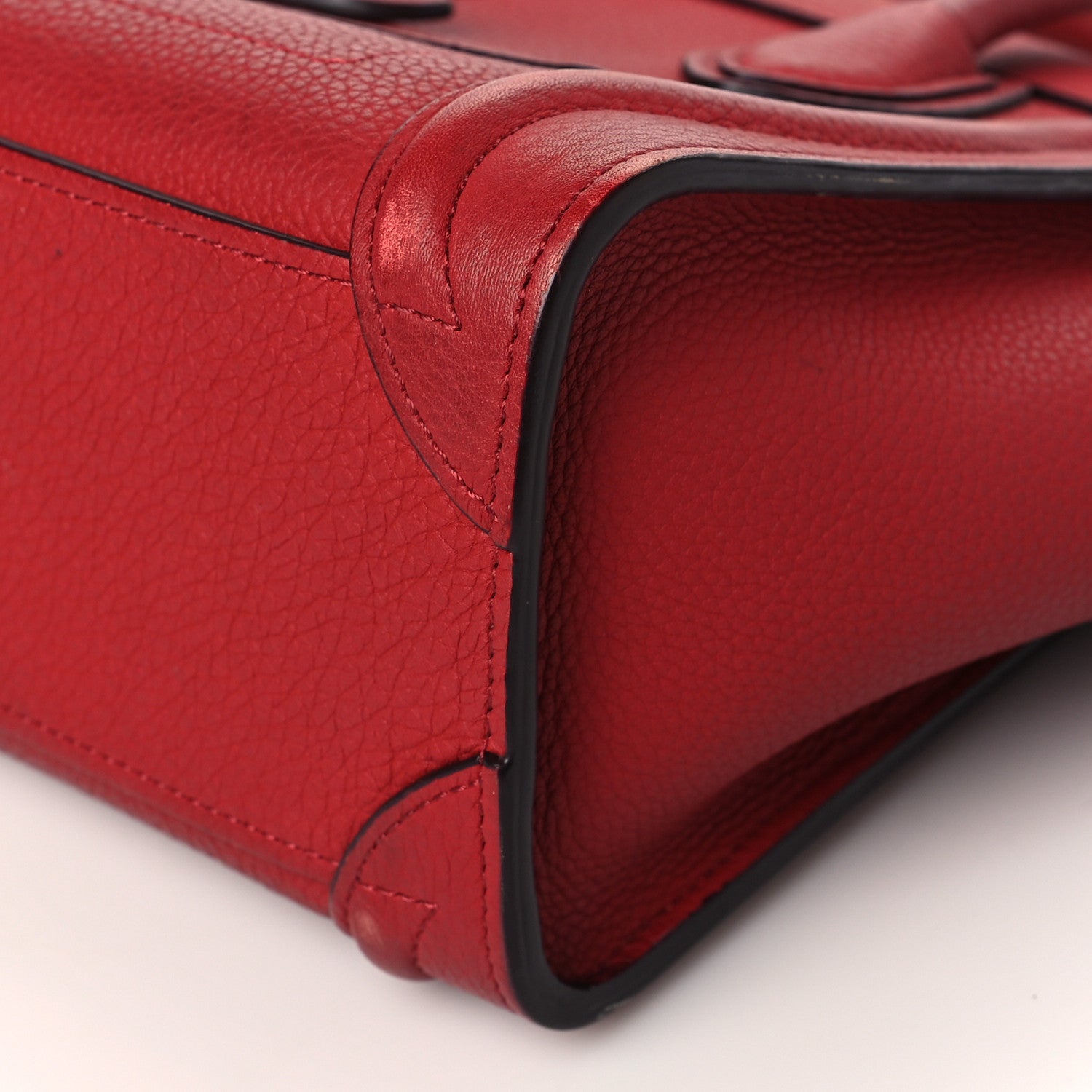 Celine Drummed Calfskin Nano Luggage Red 10 of 14