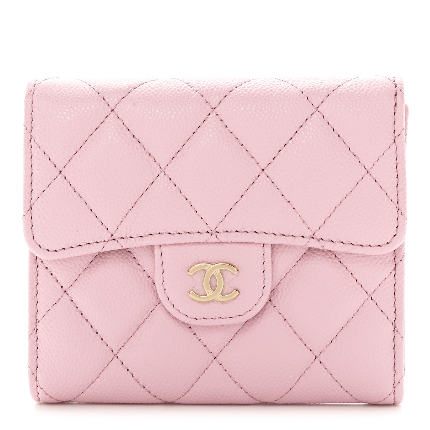 Chanel Caviar Quilted Compact Flap Wallet Pink 1 of 8