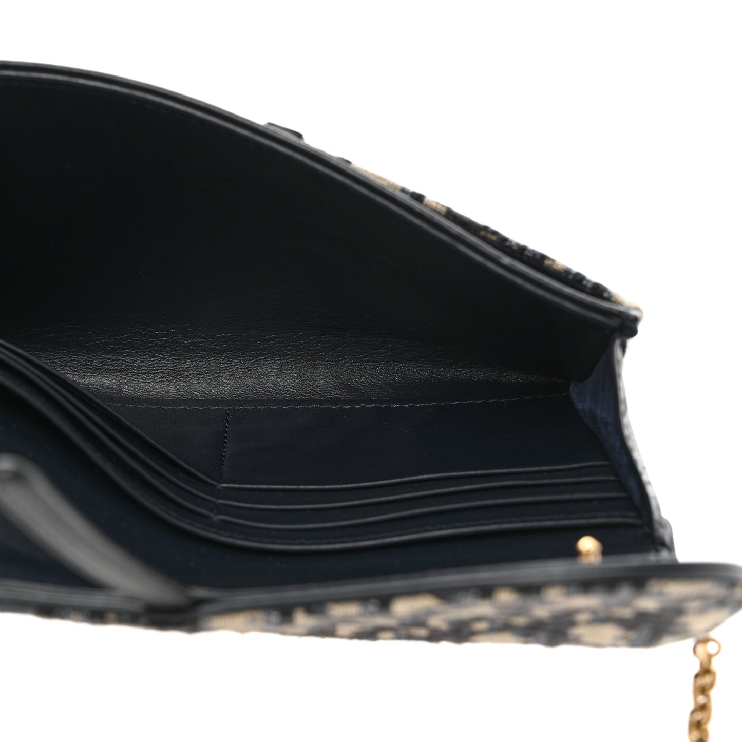 Oblique Saddle Chain Long Wallet Blue