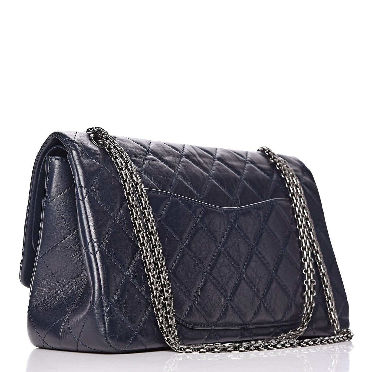 Aged Calfskin Quilted 2.55 Reissue 227 Flap Navy Blue