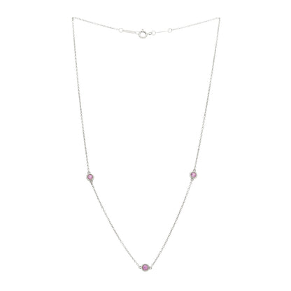 Tiffany Sterling Silver Pink Sapphire Elsa Peretti Color By The Yard 3 Station Necklace 3 of 6