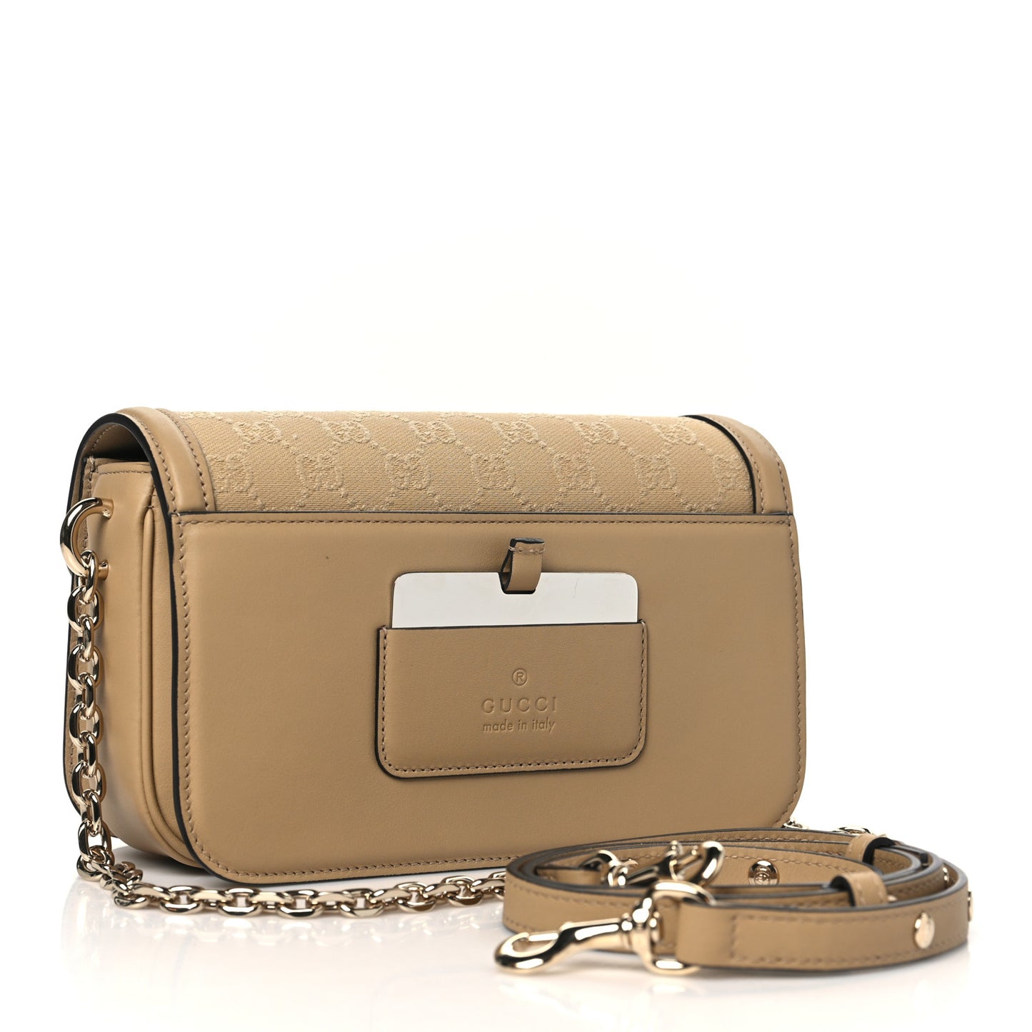 Monogram Small Gucci Go Shoulder Bag Beige