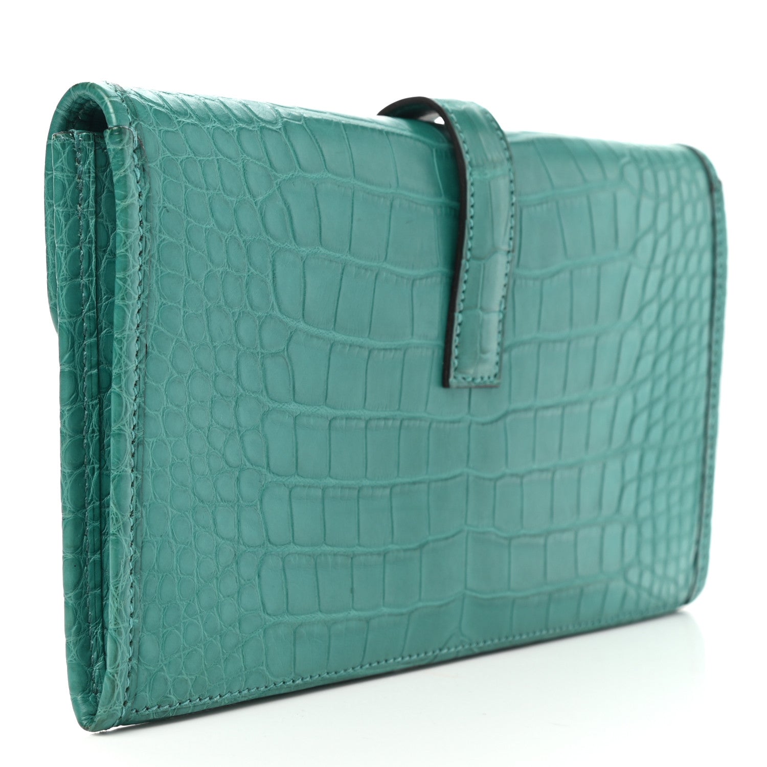 Hermes Matte Alligator Jige Duo Clutch Bleu Paon 3 of 7