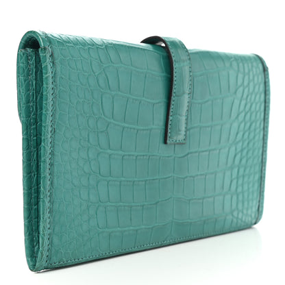 Hermes Matte Alligator Jige Duo Clutch Bleu Paon 3 of 7