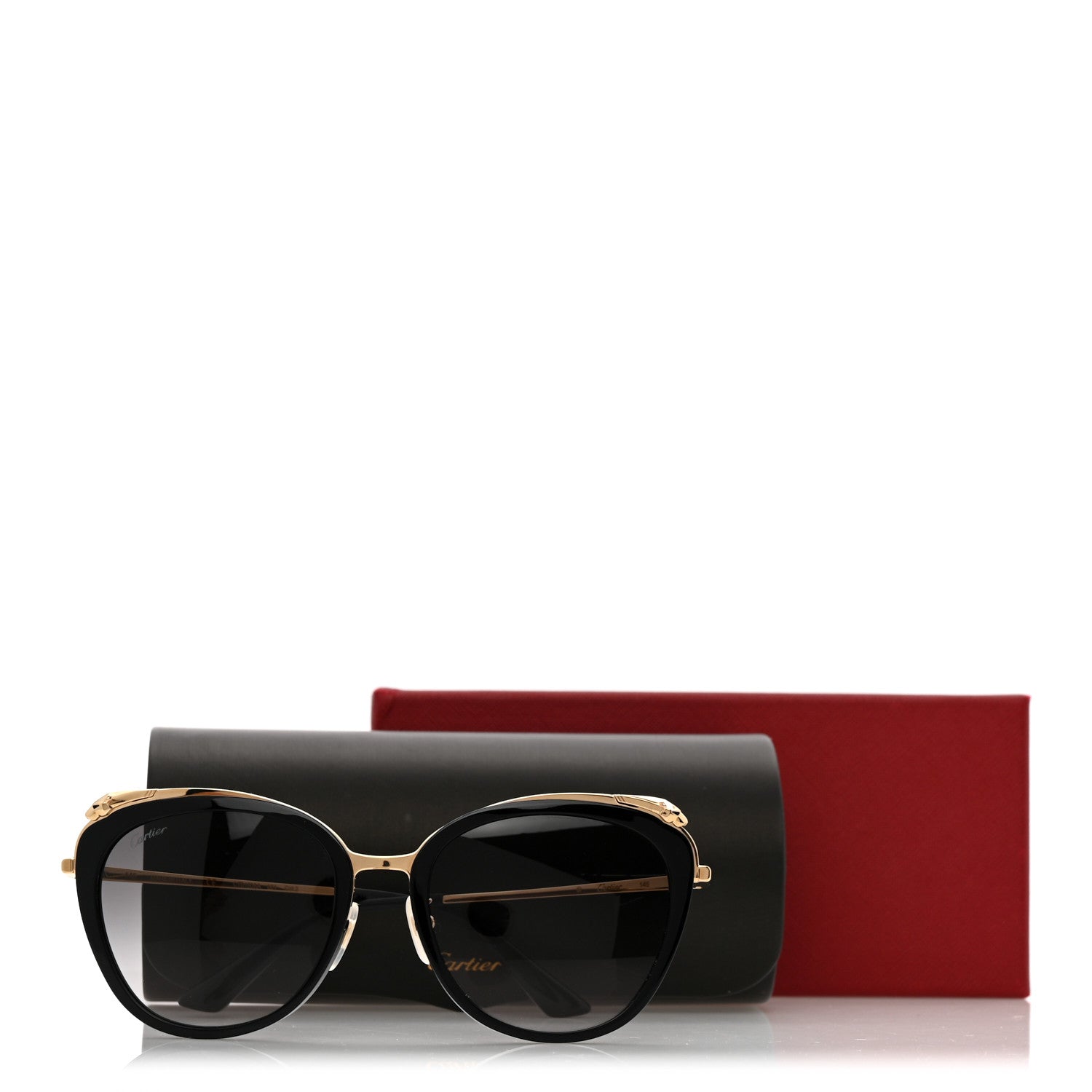 Cartier Panthere De Cartier Sunglasses CT0150SA Black Gold Black Gold 8 of 8