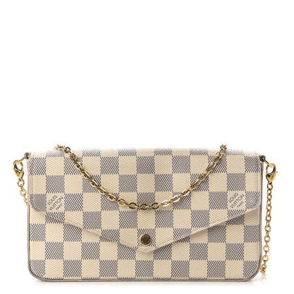 Louis Vuitton Damier Azur Pochette Felicie Chain Wallet Rose Ballerine 1 of 11