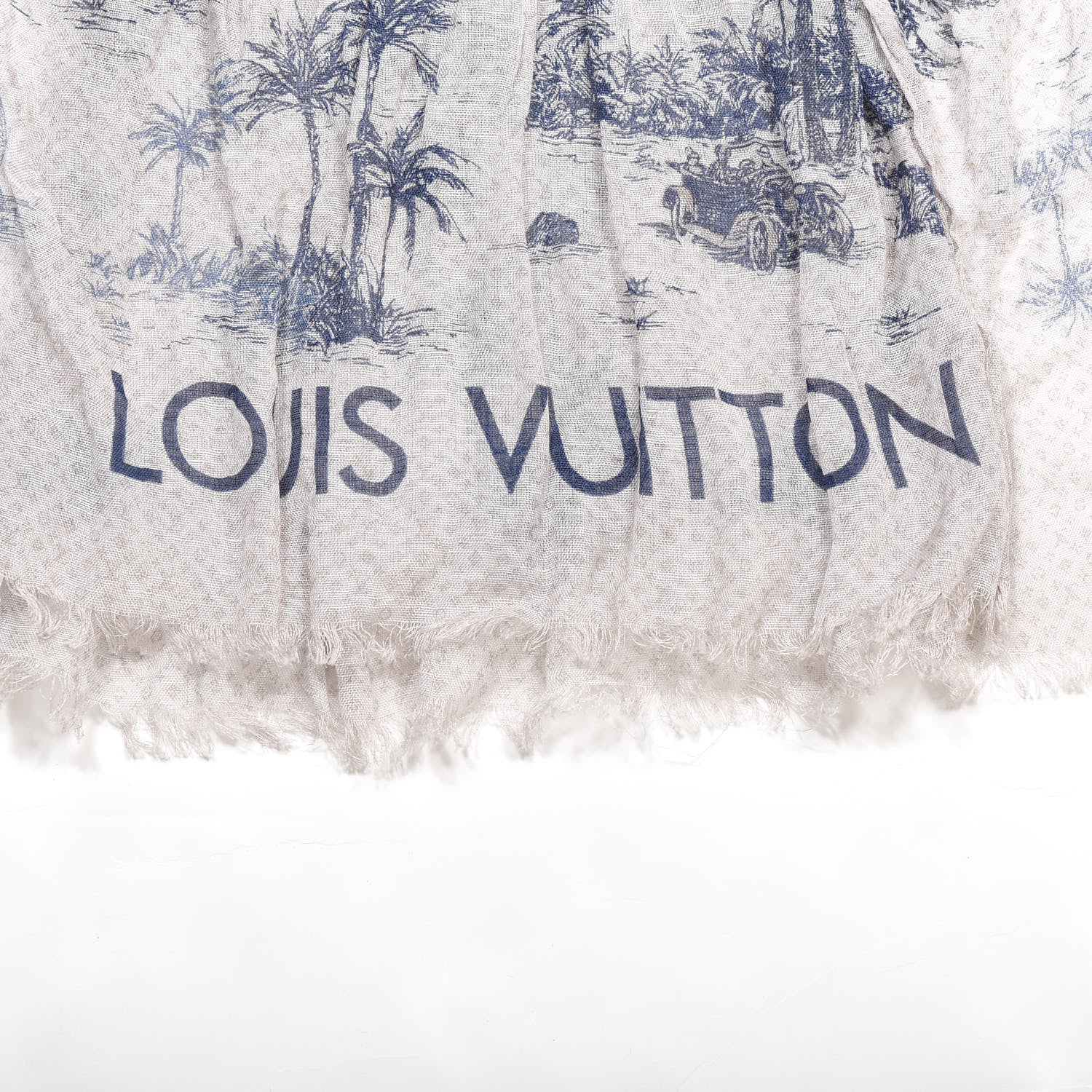 Louis Vuitton Cotton Linen Toile Etole De Louis Pareo Blue 3 of 4