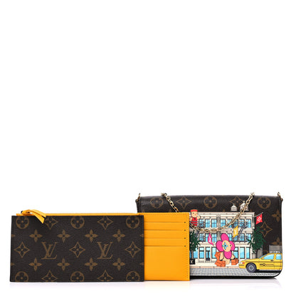 Louis Vuitton Monogram 2022 Christmas Animation New York Soho Pochette Felicie Chain Wallet Yellow 1 of 10