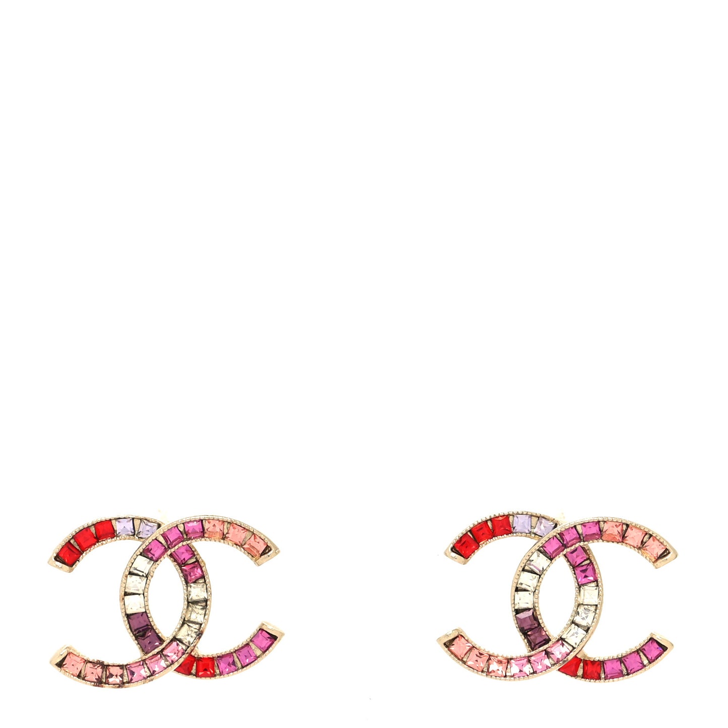 Crystal Baguette CC Earrings Gold Multicolor