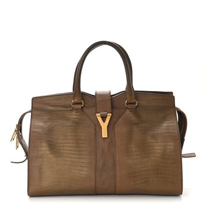 Saint Laurent Lizard Calfskin Embossed Medium Cabas ChYc Brown 1 of 24