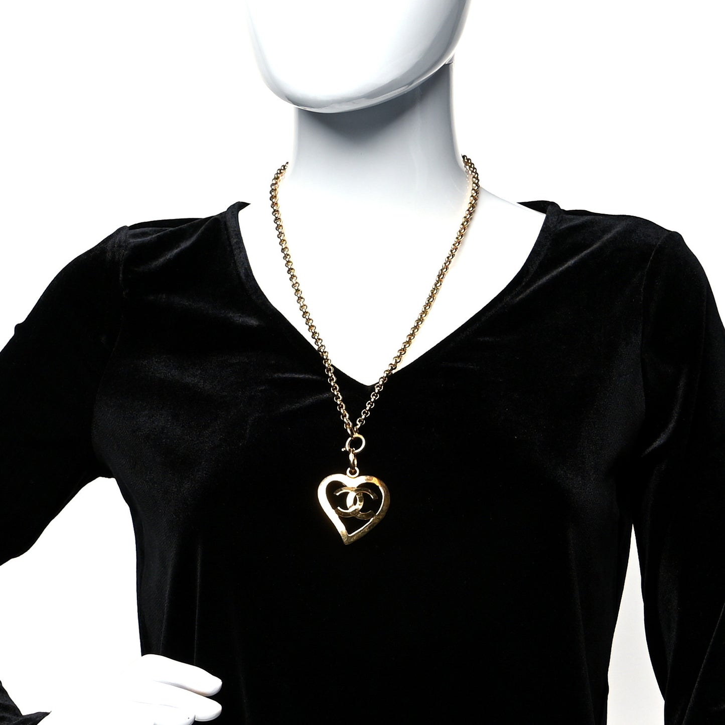 CC Heart Chain Pendant Necklace Gold