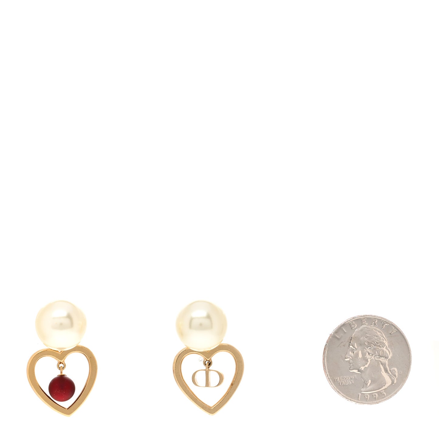 Pearl Heart CD Tribal Earrings Gold White