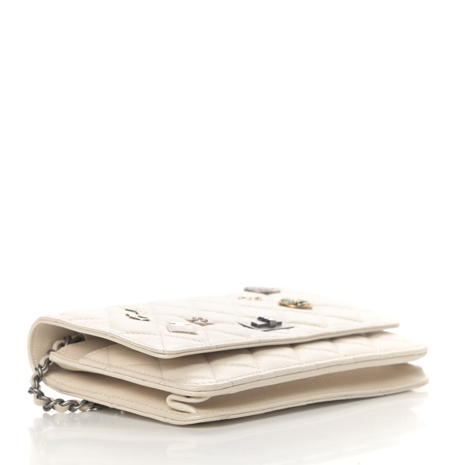 Chanel Metallic Calfskin Lucky Charms Casino 2.55 Reissue Wallet On Chain WOC Ivory 4 of 14