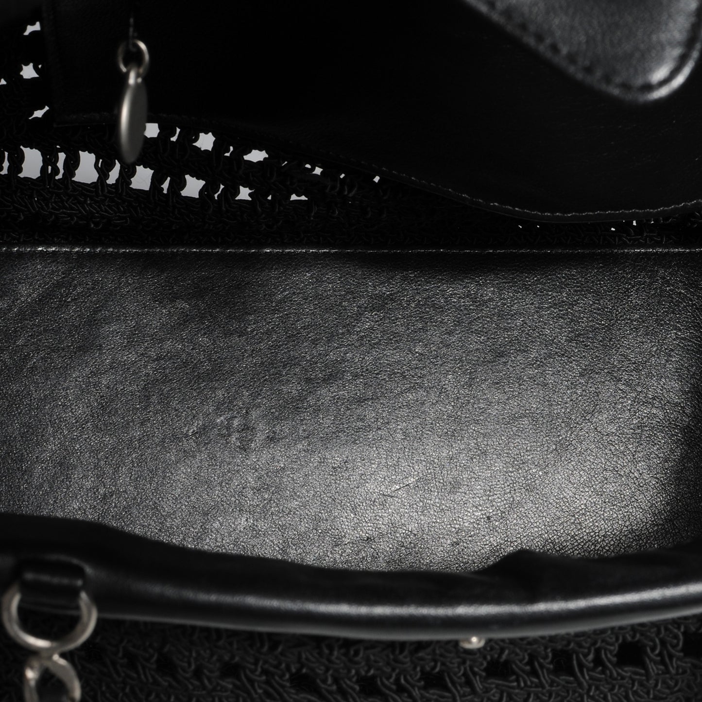 Woven Crochet Knit Tote Black