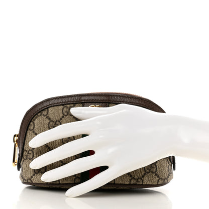 Gucci GG Supreme Monogram Textured Calfskin Web Medium Ophidia Cosmetic Case Beige Ebony New Acero 2 of 7
