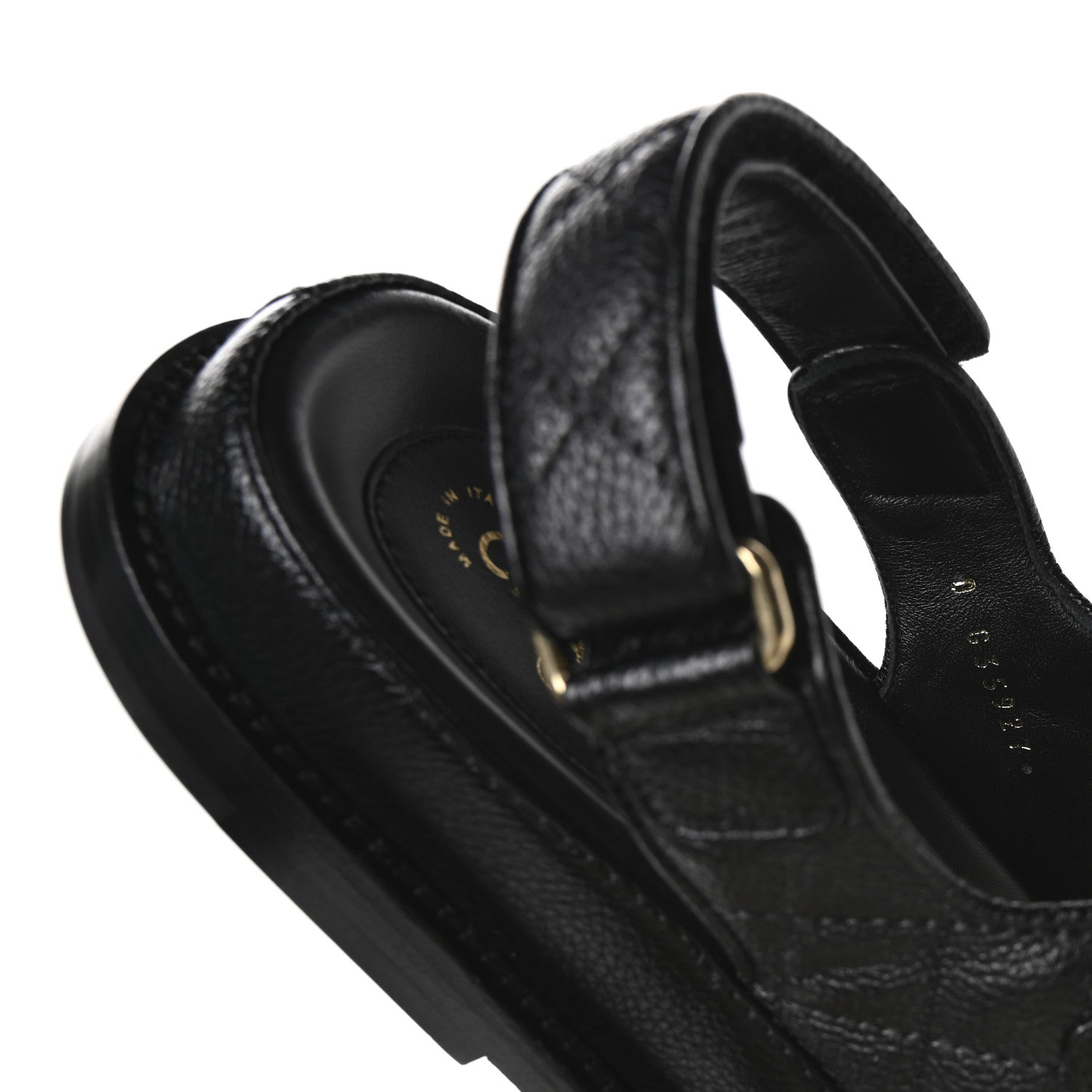 Chanel Grained Calfskin Velcro Dad Sandals 38 Black 8 of 9