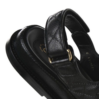 Chanel Grained Calfskin Velcro Dad Sandals 38 Black 8 of 9