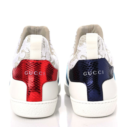 Gucci Calfskin Lace Ayers Sylvie Web New Womens Ace High Top Sneakers 34.5 White 5 of 9