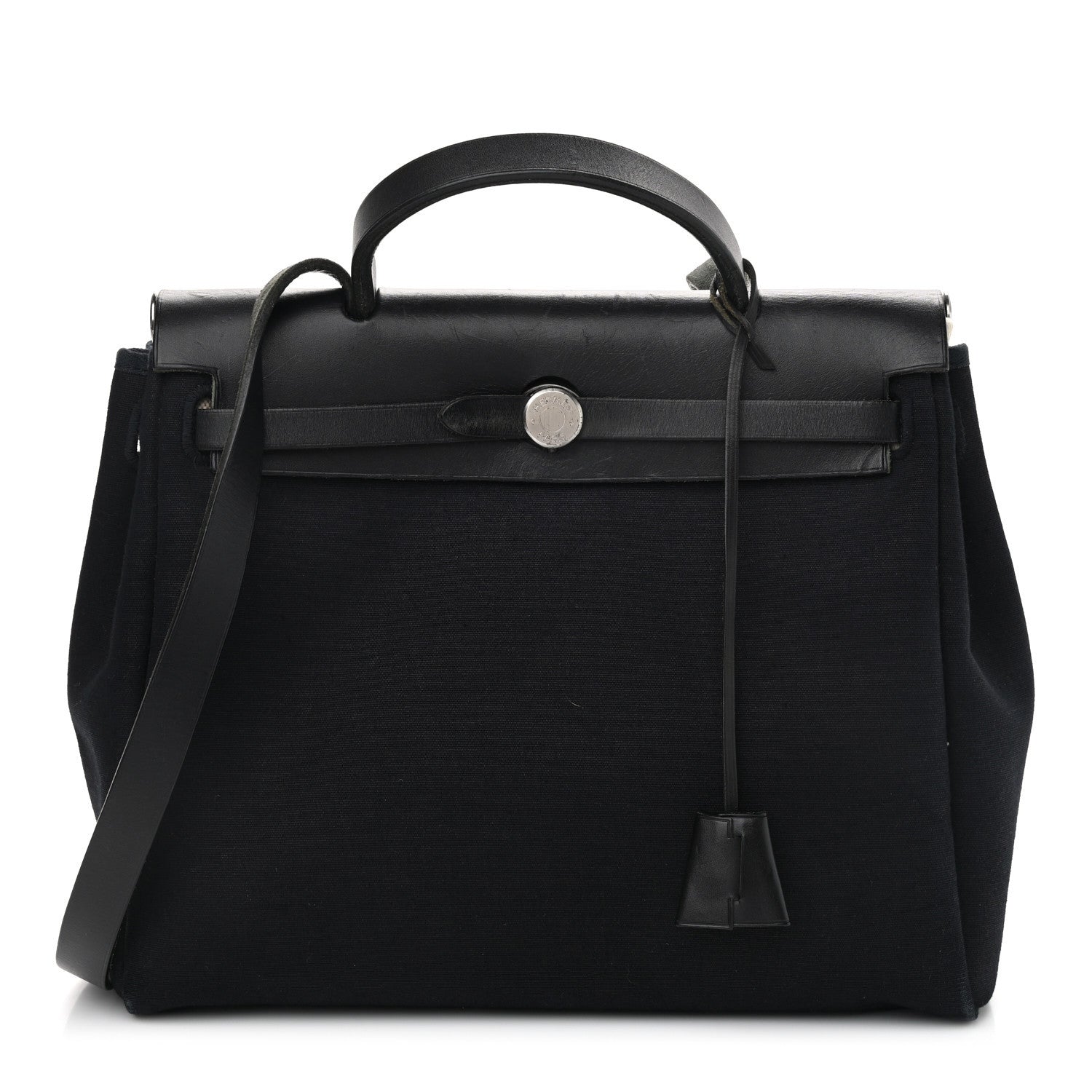 Hermes Toile Vache Calfskin Herbag 30 PM Black 1 of 13
