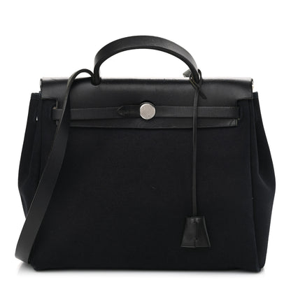 Hermes Toile Vache Calfskin Herbag 30 PM Black 1 of 13