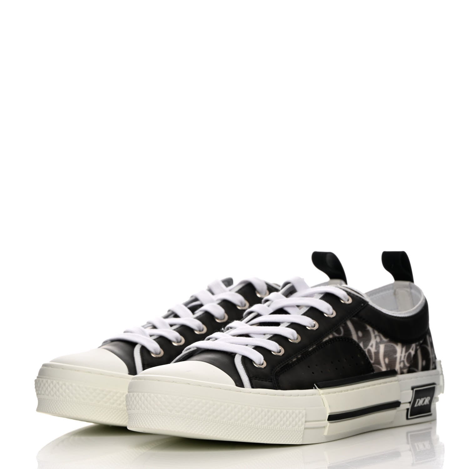 Christian Dior Technical Canvas Mesh Oblique Printed Mens B23 Low Top Sneaker 42 Black Beige 3 of 11