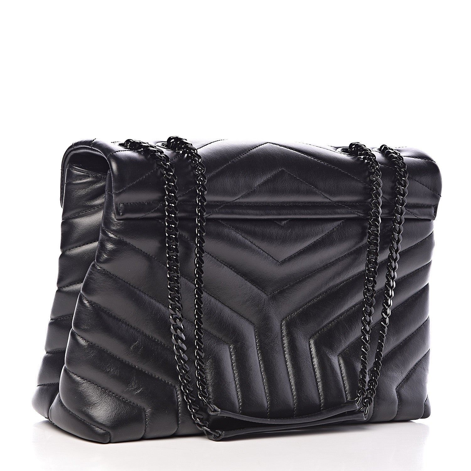Saint Laurent Calfskin Y Quilted Monogram Medium Loulou Chain Satchel Black 3 of 12