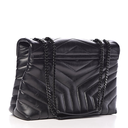 Saint Laurent Calfskin Y Quilted Monogram Medium Loulou Chain Satchel Black 3 of 12