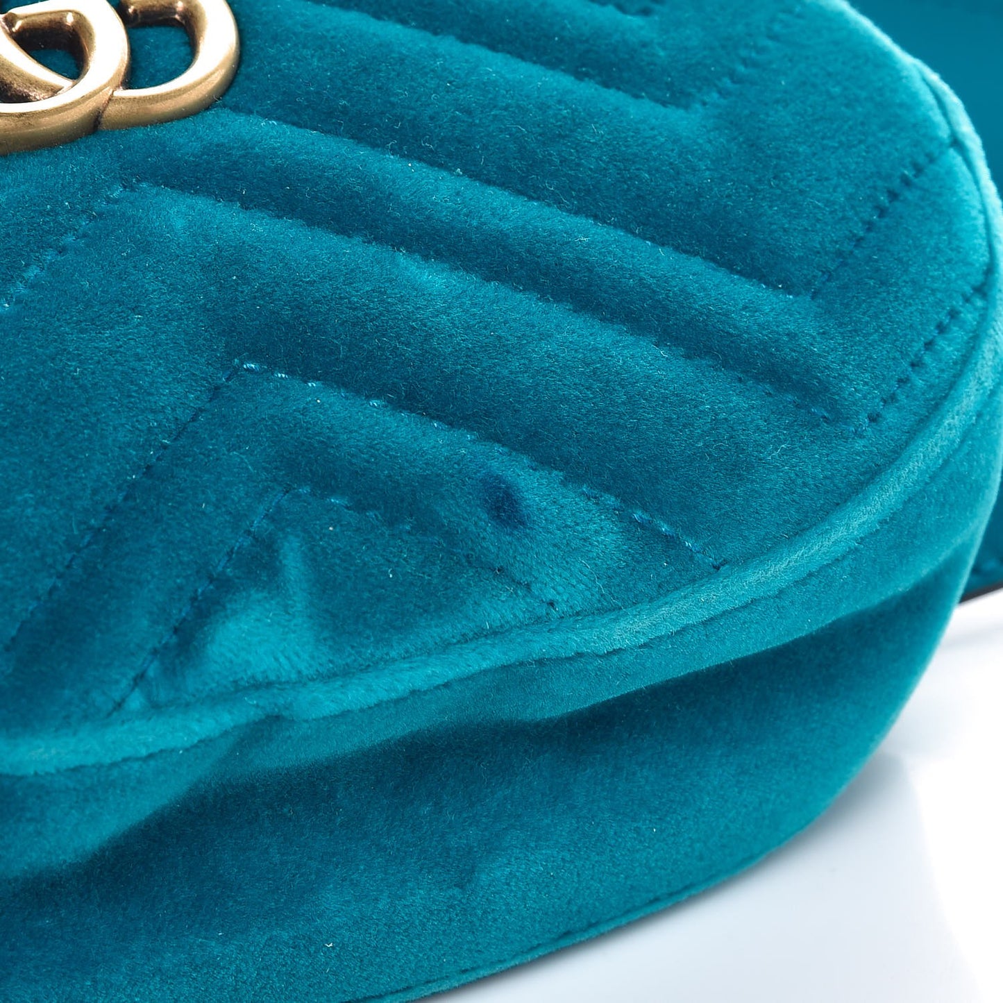 Velvet Matelasse GG Marmont Belt Bag 85 34 Pavone Cyan