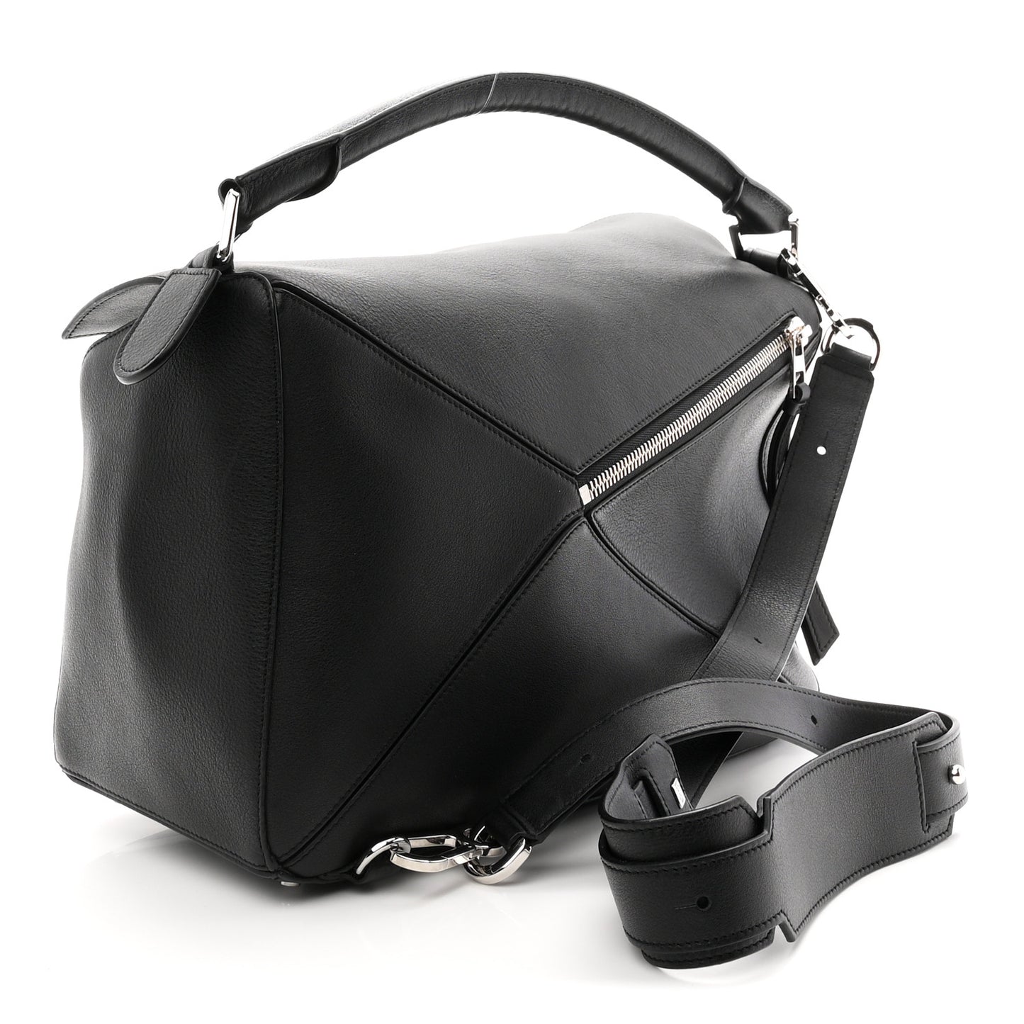 Calfskin Large Puzzle Bag Black