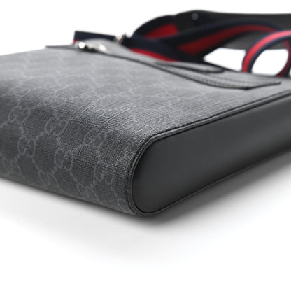 Gucci GG Supreme Monogram Web Small Flat Messenger Bag Black Grey 7 of 11