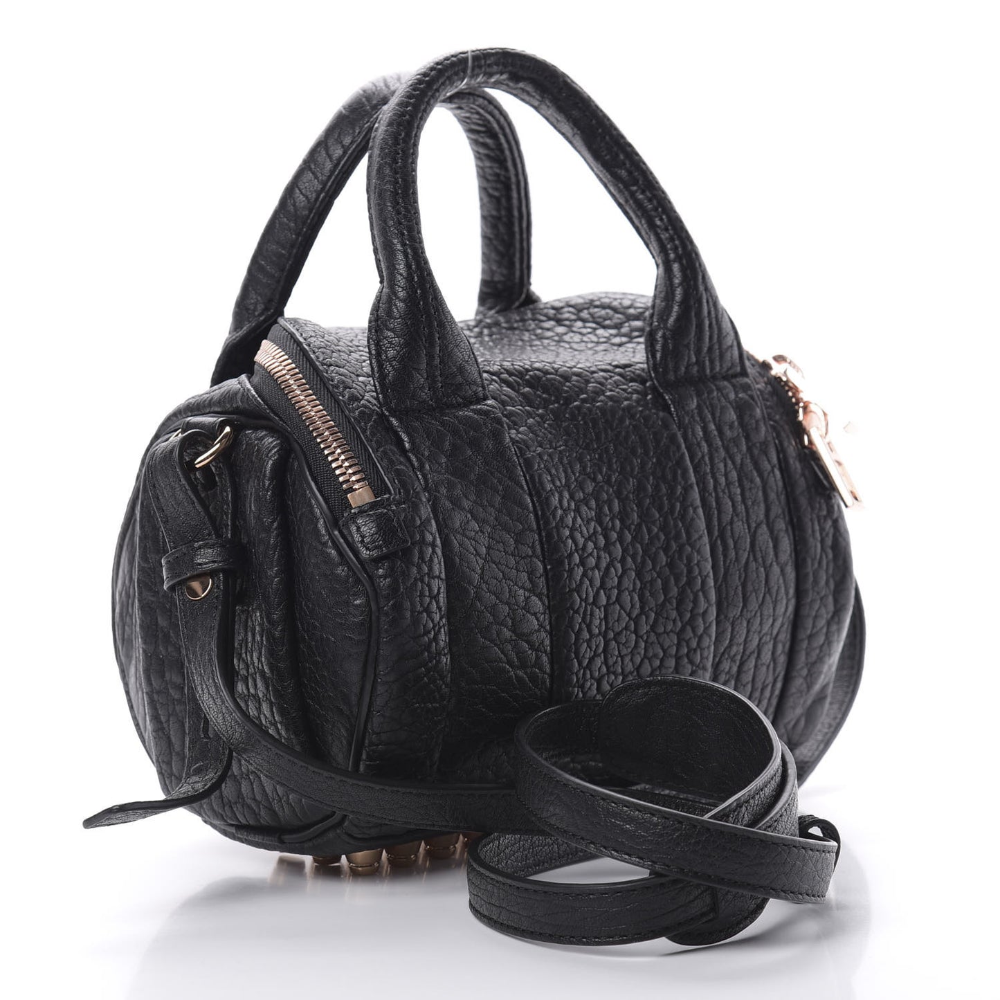 Pebbled Lambskin Mini Rockie Black Rose Gold Hardware