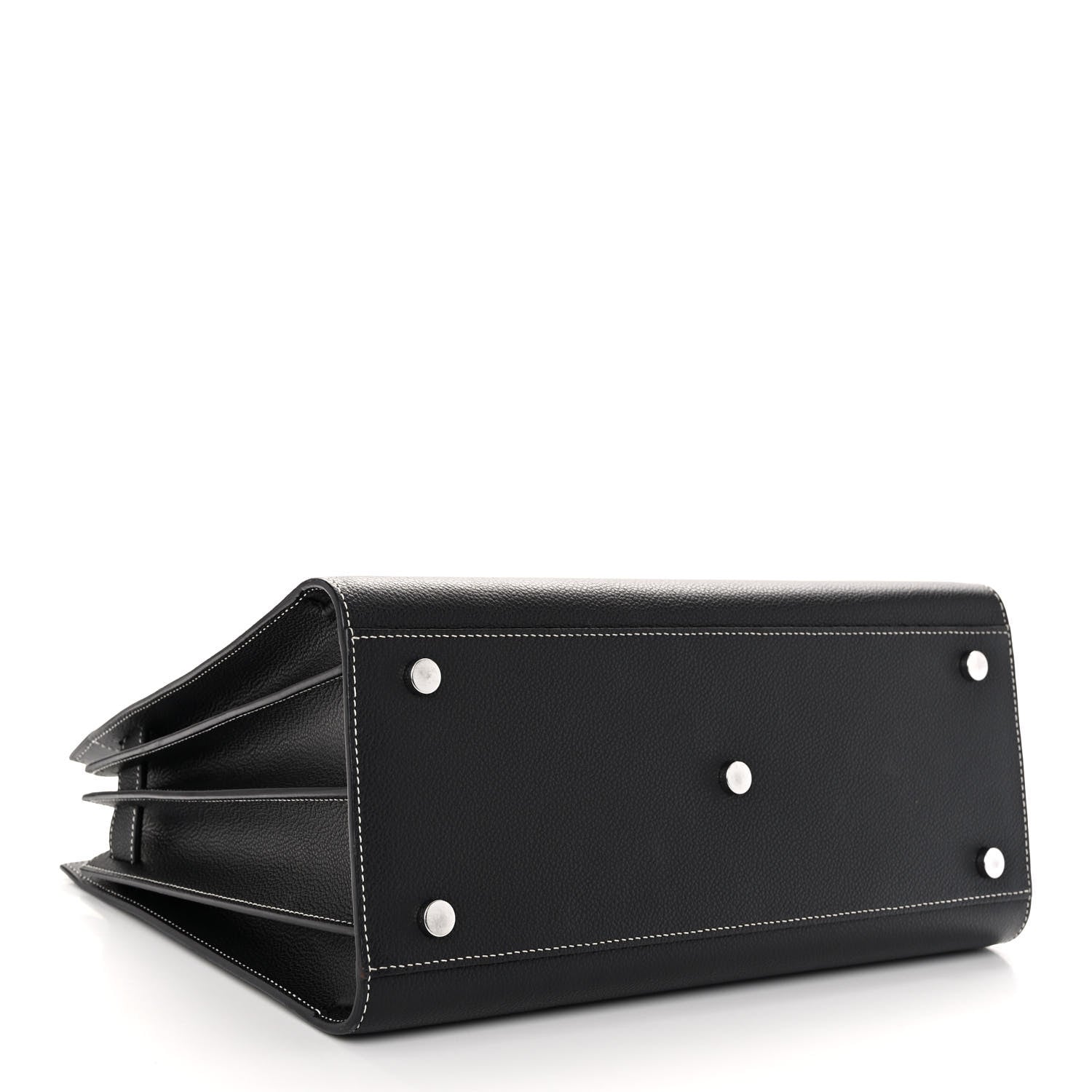 Saint Laurent Grained Calfskin Topstitch Small Sac De Jour Black Porcelain 4 of 11