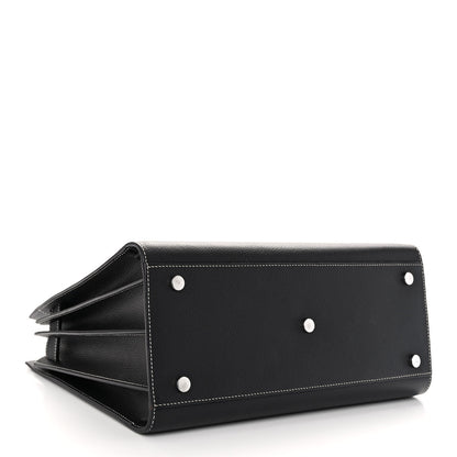 Saint Laurent Grained Calfskin Topstitch Small Sac De Jour Black Porcelain 4 of 11