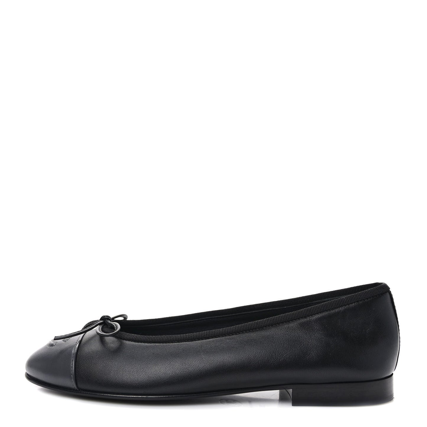 Lambskin Cap Toe CC Ballerina Flats 36.5 Grey Black
