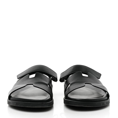 Hermes Calfskin Mens Chypre Sandals 43 Black 2 of 9