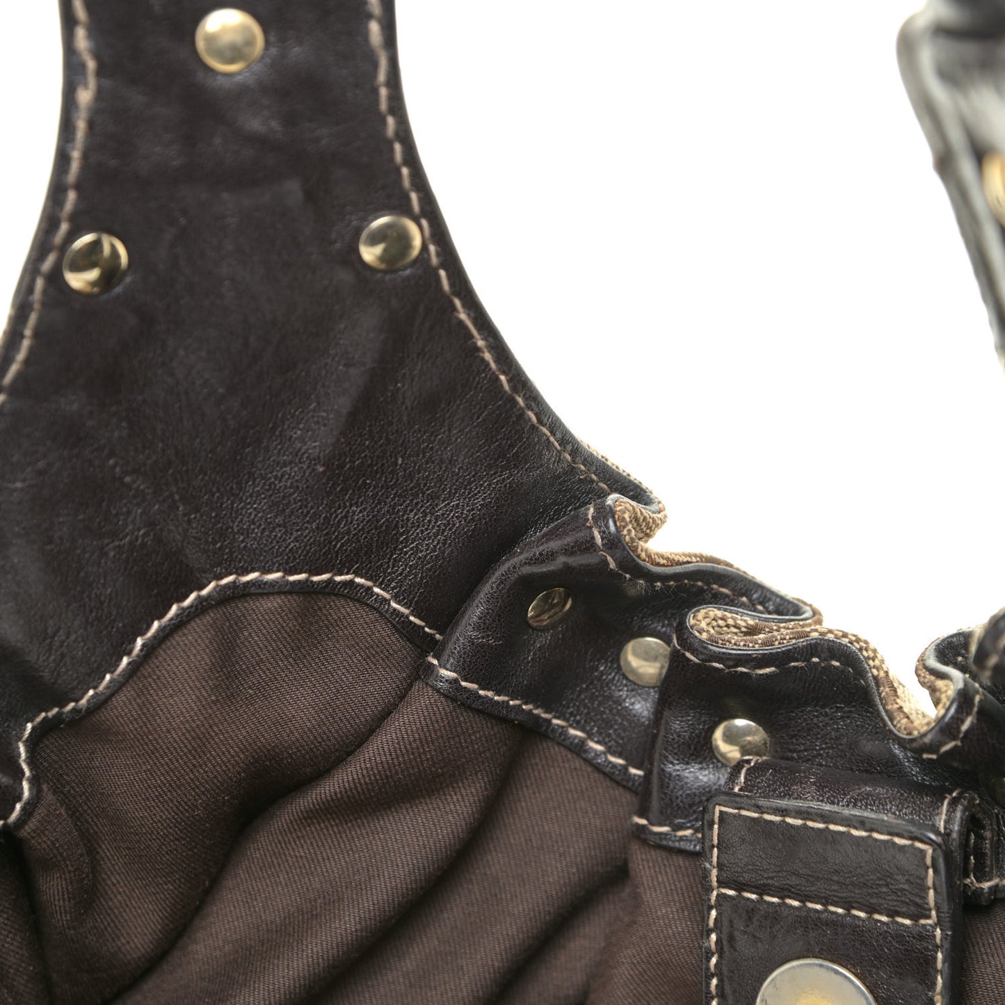 Monogram Studded Pelham Tote Dark Brown