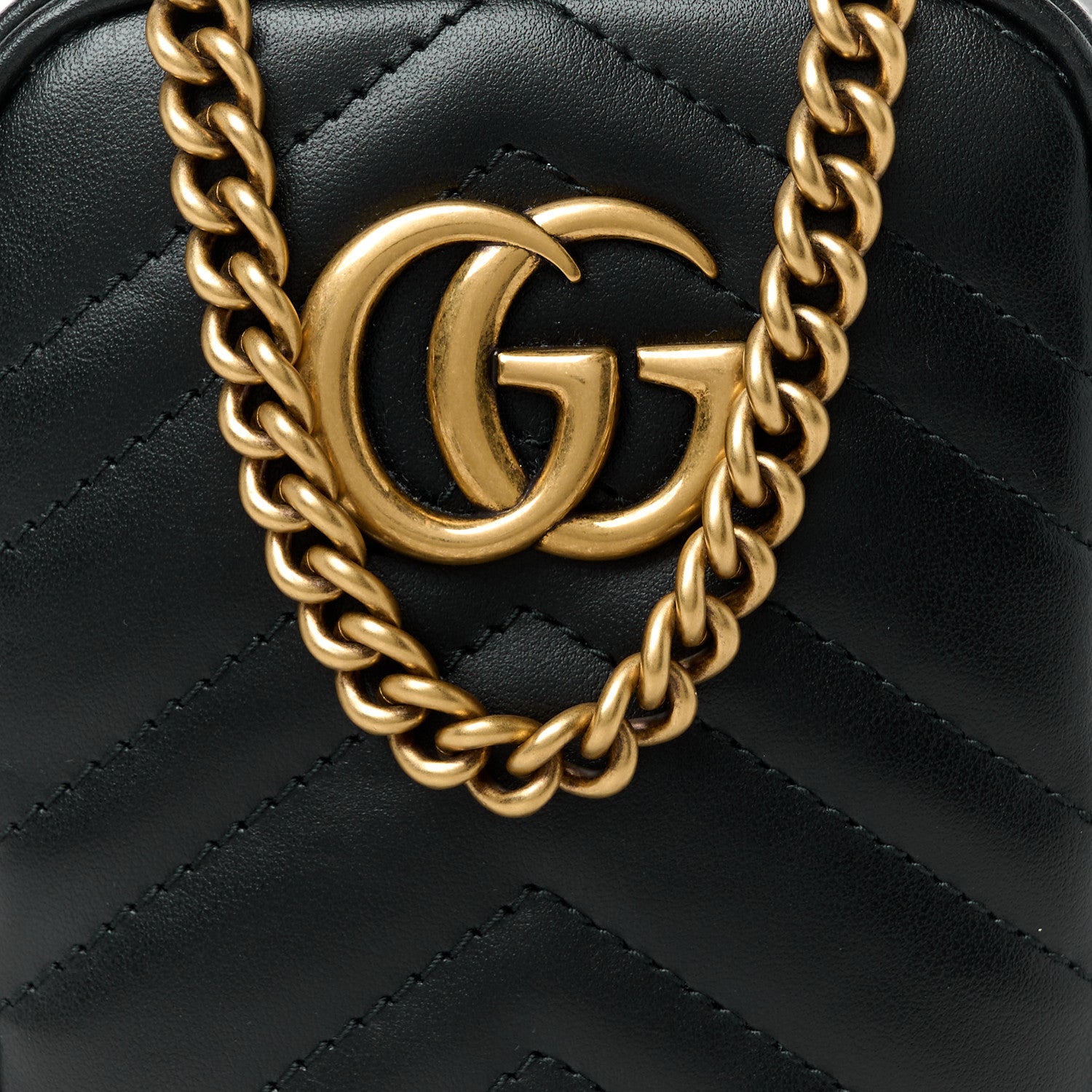 Gucci Calfskin Matelasse Mini GG Marmont Crossbody Bag Black 8 of 11