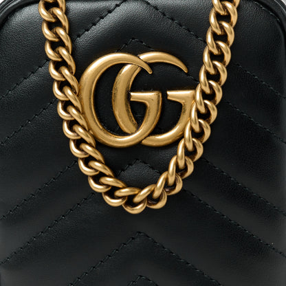 Gucci Calfskin Matelasse Mini GG Marmont Crossbody Bag Black 8 of 11