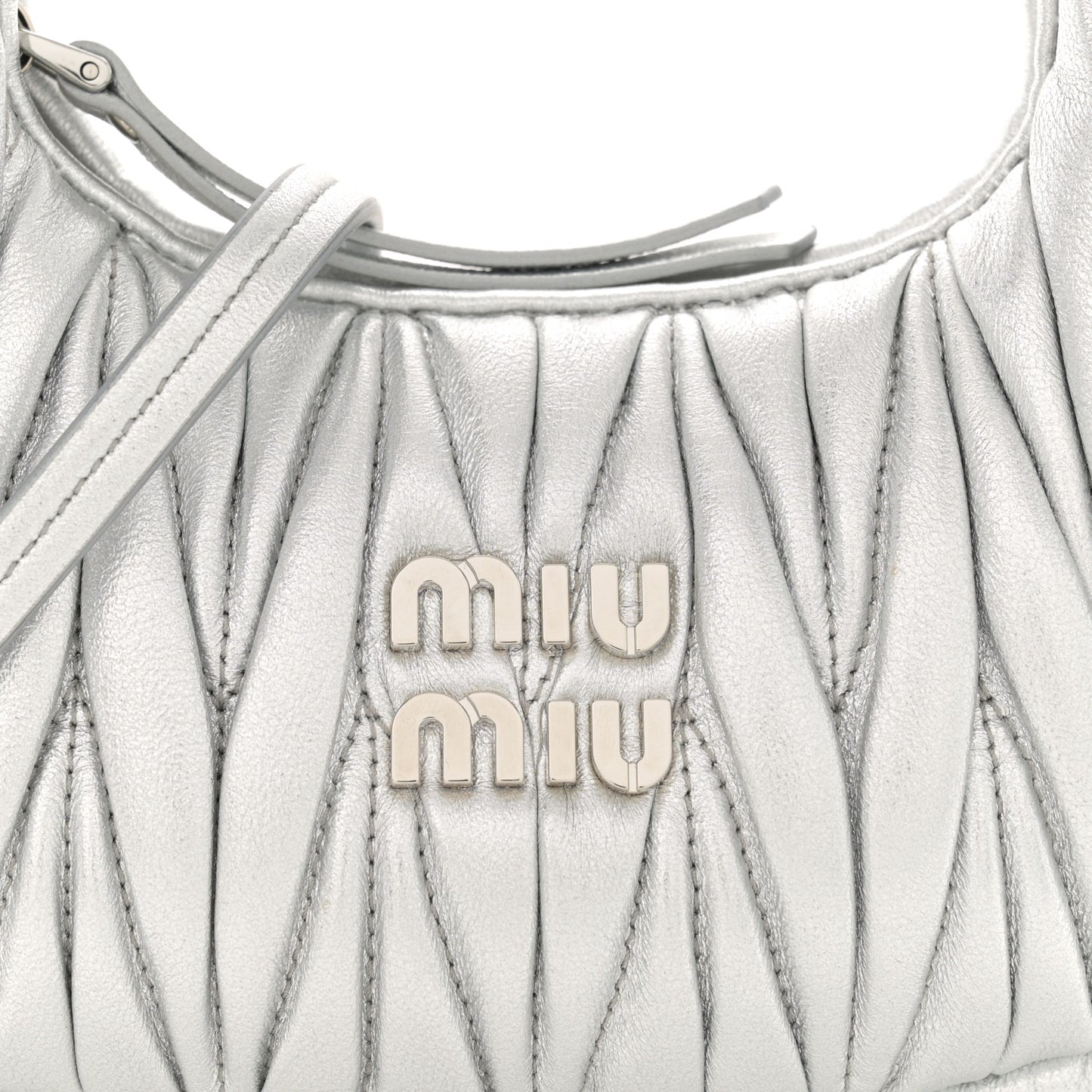 Metallic Nappa Matelasse Mini Wander Hobo Silver