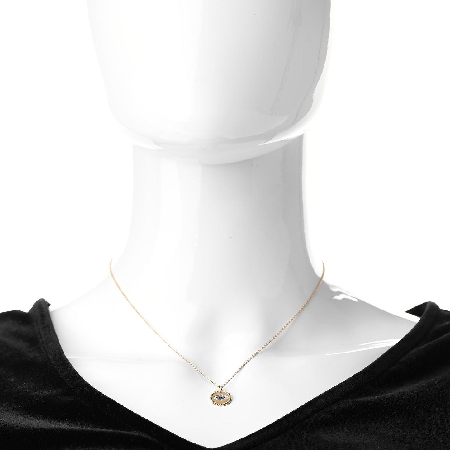 18K Yellow Gold Blue Sapphire Diamond Evil Eye Necklace