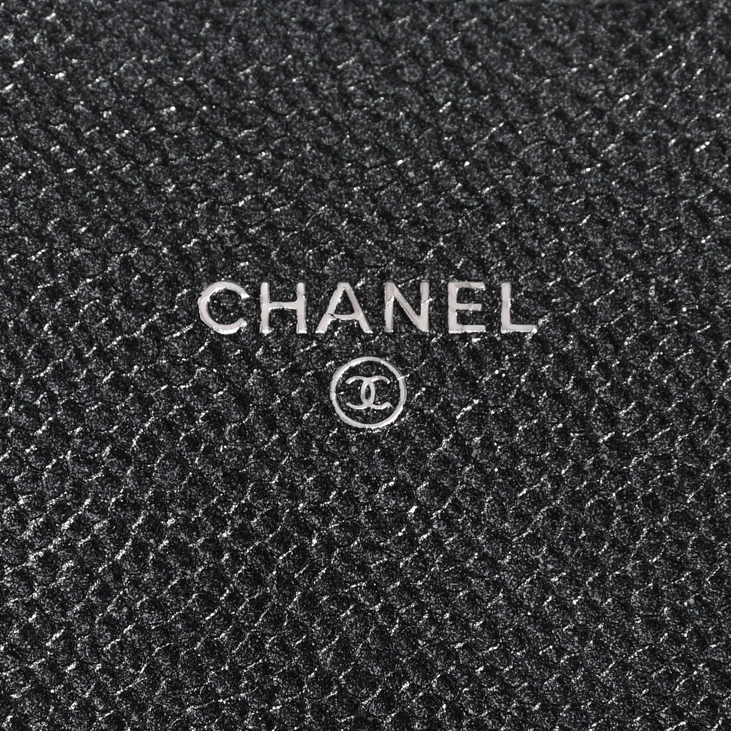 Metallic Caviar Quilted Small Flap Wallet Charcoal
