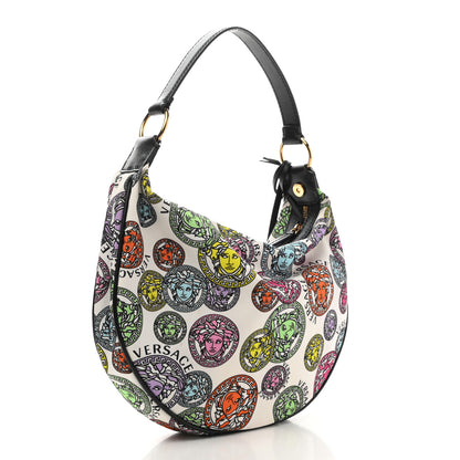 Versace Nylon Calfskin Medusa Amplified Print Hobo Bag White Multicolor 4 of 10