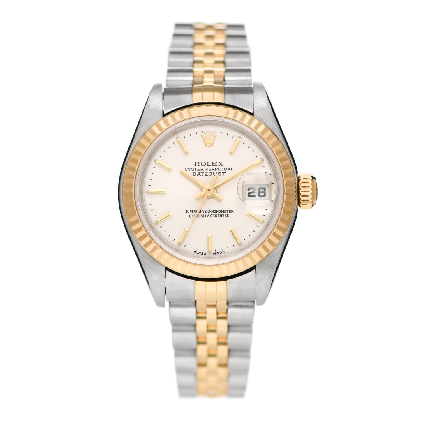 Stainless Steel 18K Yellow Gold 26mm Oyster Perpetual Datejust Watch Silver 79173