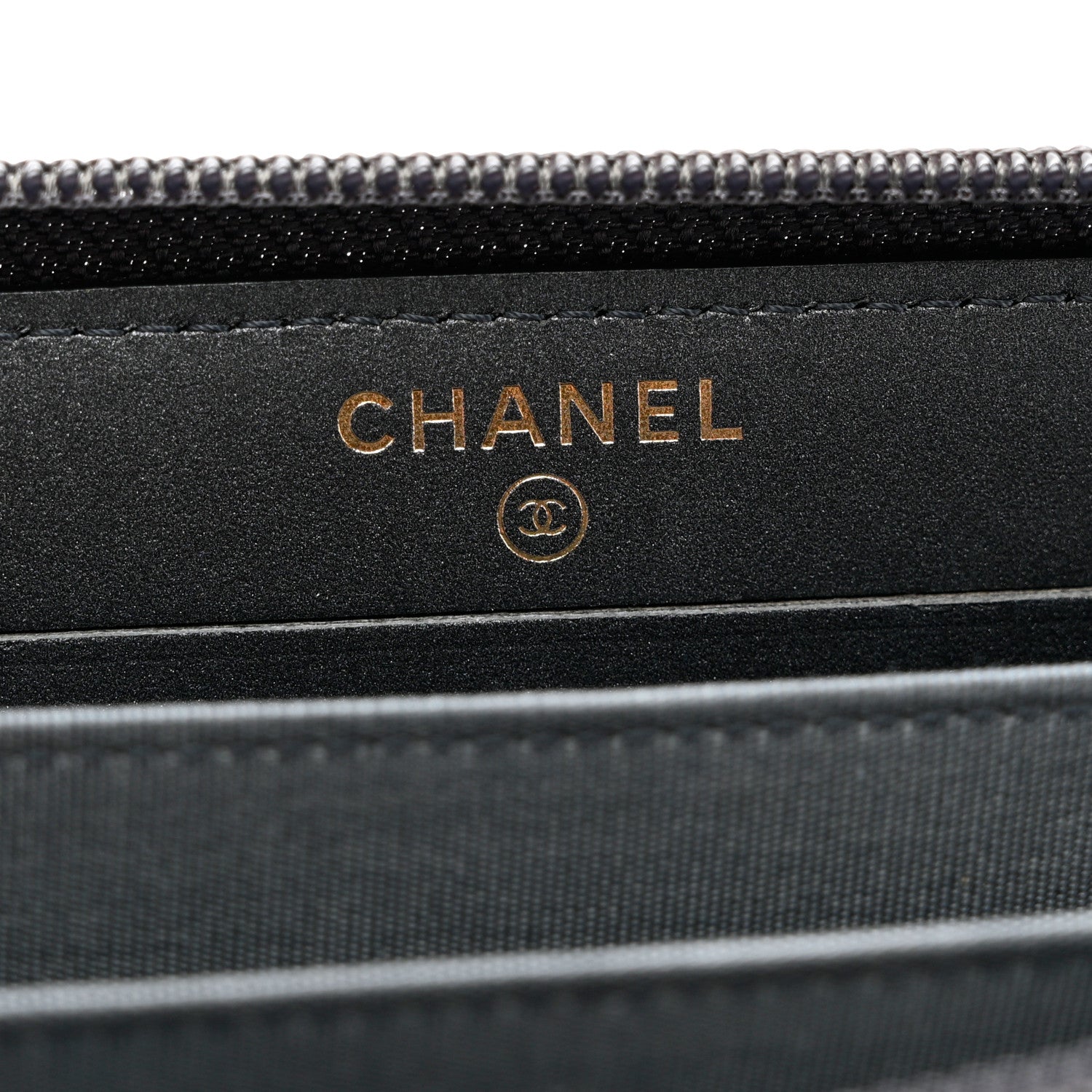 Chanel Metallic Calfskin Quilted Small Boy Zip Around Wallet Charcoal 6 of 8
