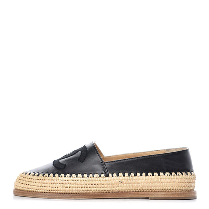 Chanel Lambskin Grosgrain CC Espadrilles 37 Black 1 of 9
